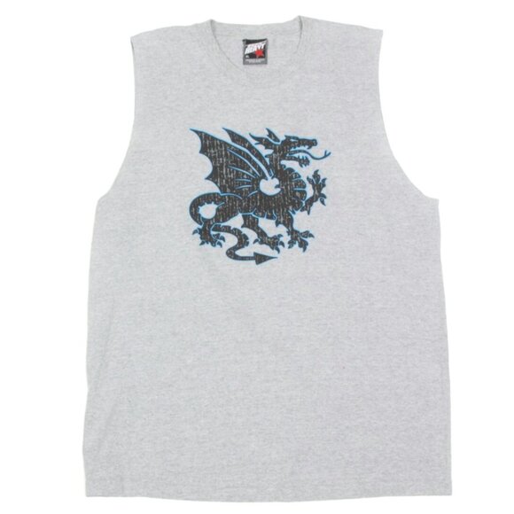 Vintage Top Heavy Dragon Gray Tank Top Shirt Size XL Punk Y2K D&D Ren Faire /829 - Picture 1 of 5